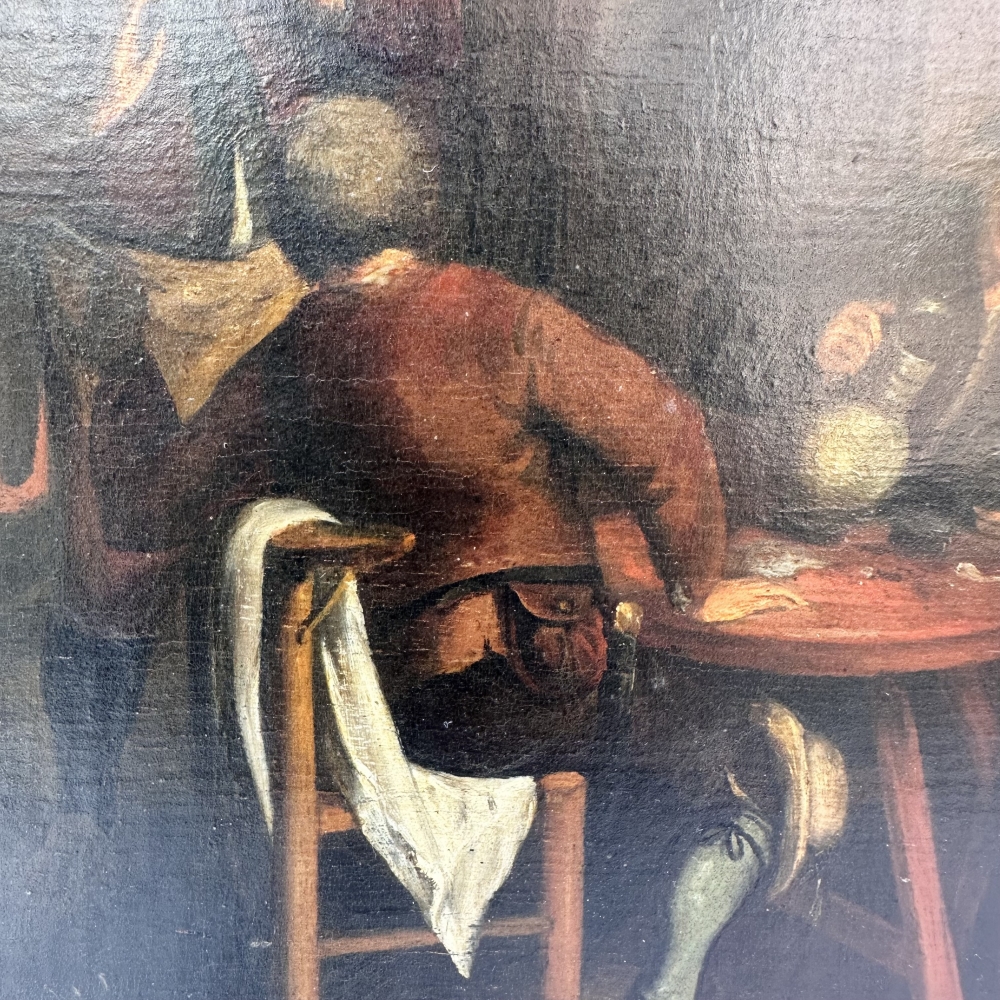 Óleo sobre tabla, “Escena de género”, escuela holandesa, siglo XIX, Países Bajos