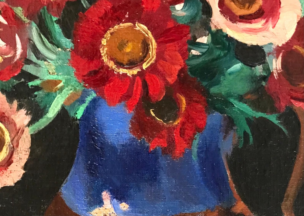 ”Still Life with Red and Yellow Poppies in a Vase”, Philip Naviasky (1894-1983), años 20-30 del siglo XX