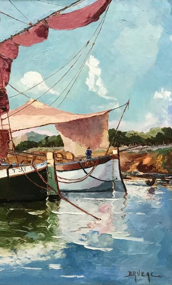 ”Tartane à Antibes”, Victor Bruzac (1895-1977), años 50-60 del siglo XX