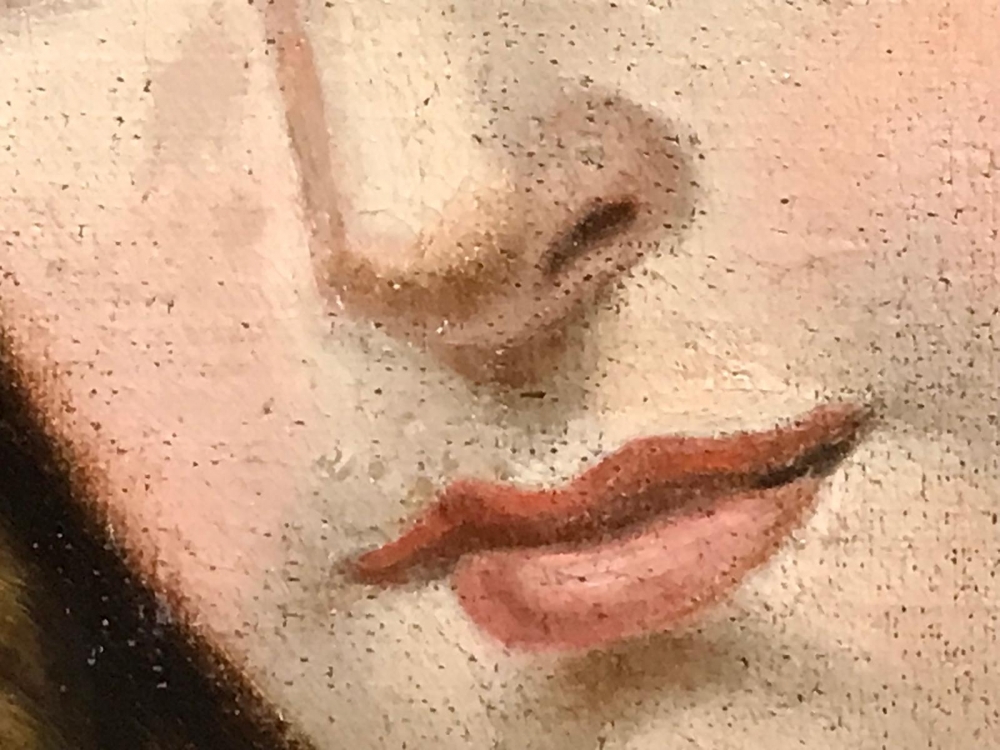 \"Joven con Palomas Capuchinas en Óvalo\", escuela italiana del siglo XVIII