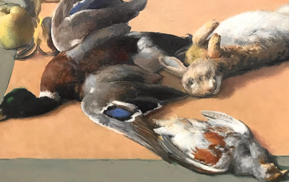 ”Nature Morte Retour de Chasse”, Maurice Ambroise Ehlinger (1896-1981), años 50-60 del siglo XX