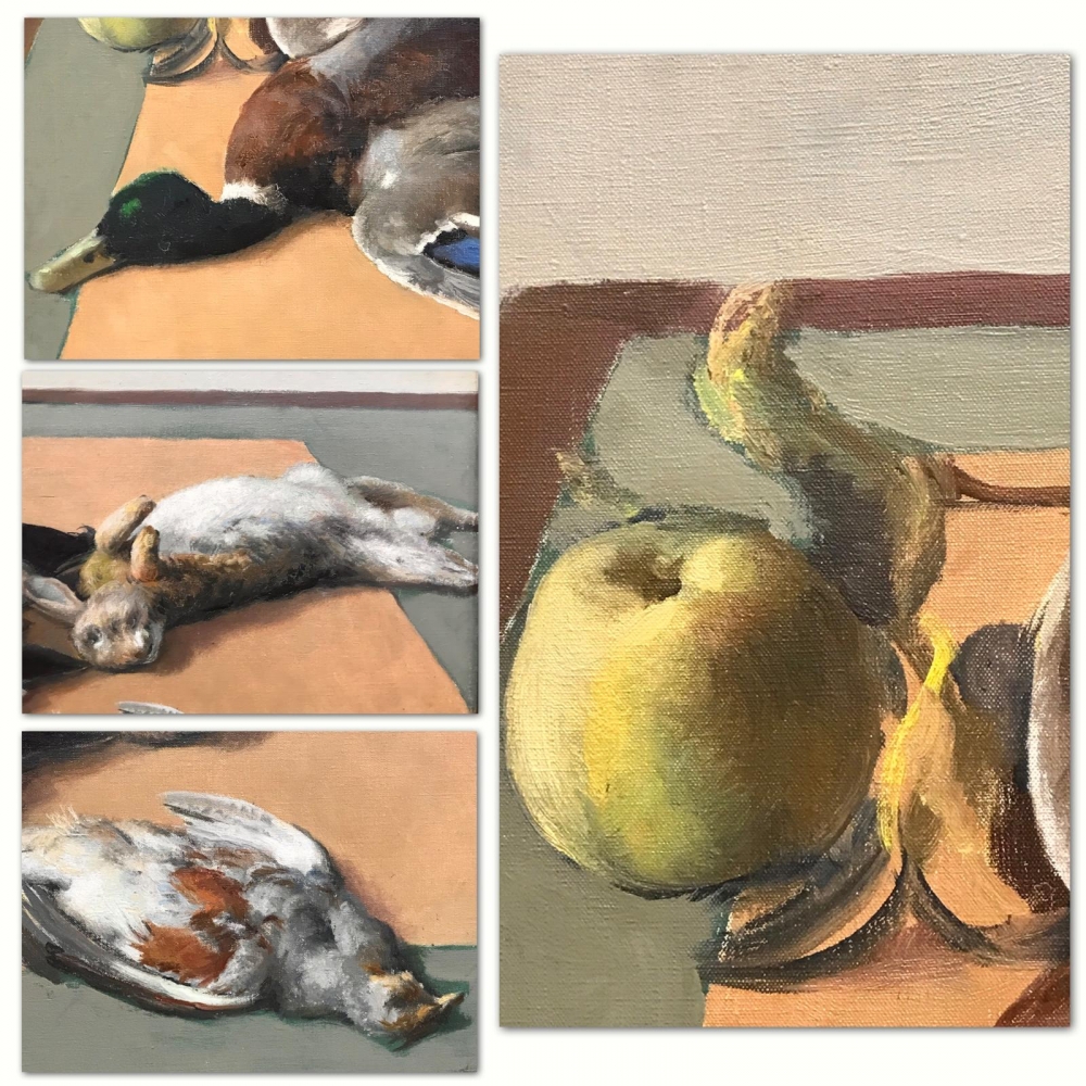 ”Nature Morte Retour de Chasse”, Maurice Ambroise Ehlinger (1896-1981), años 50-60 del siglo XX