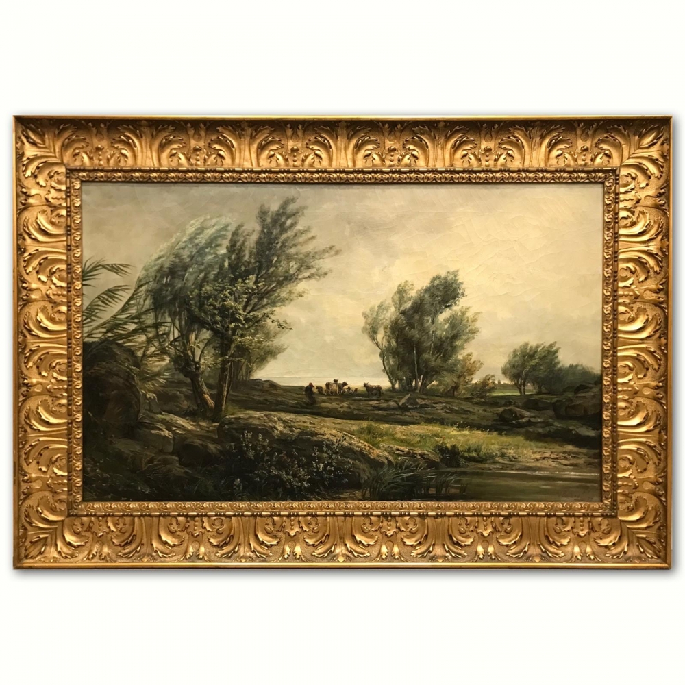 “Paisaje Lacustre con Vacas”, Joan Rabadá i Vallbé (1850-1899), 1879