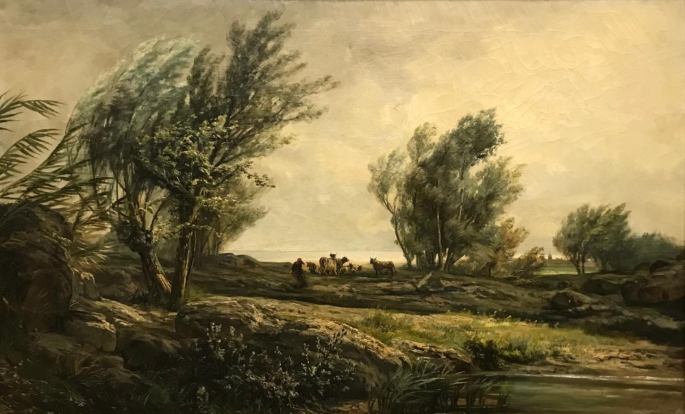“Paisaje Lacustre con Vacas”, Joan Rabadá i Vallbé (1850-1899), 1879