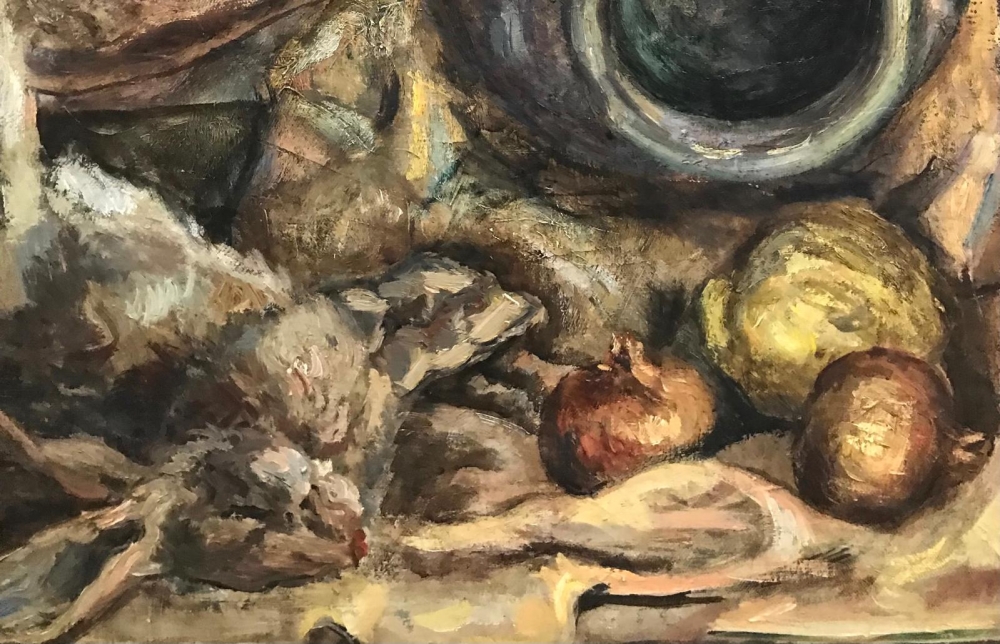 “Bodegón de Caza”, óleo sobre lienzo, Glòria Morera Font (1938), años 70 del siglo XX