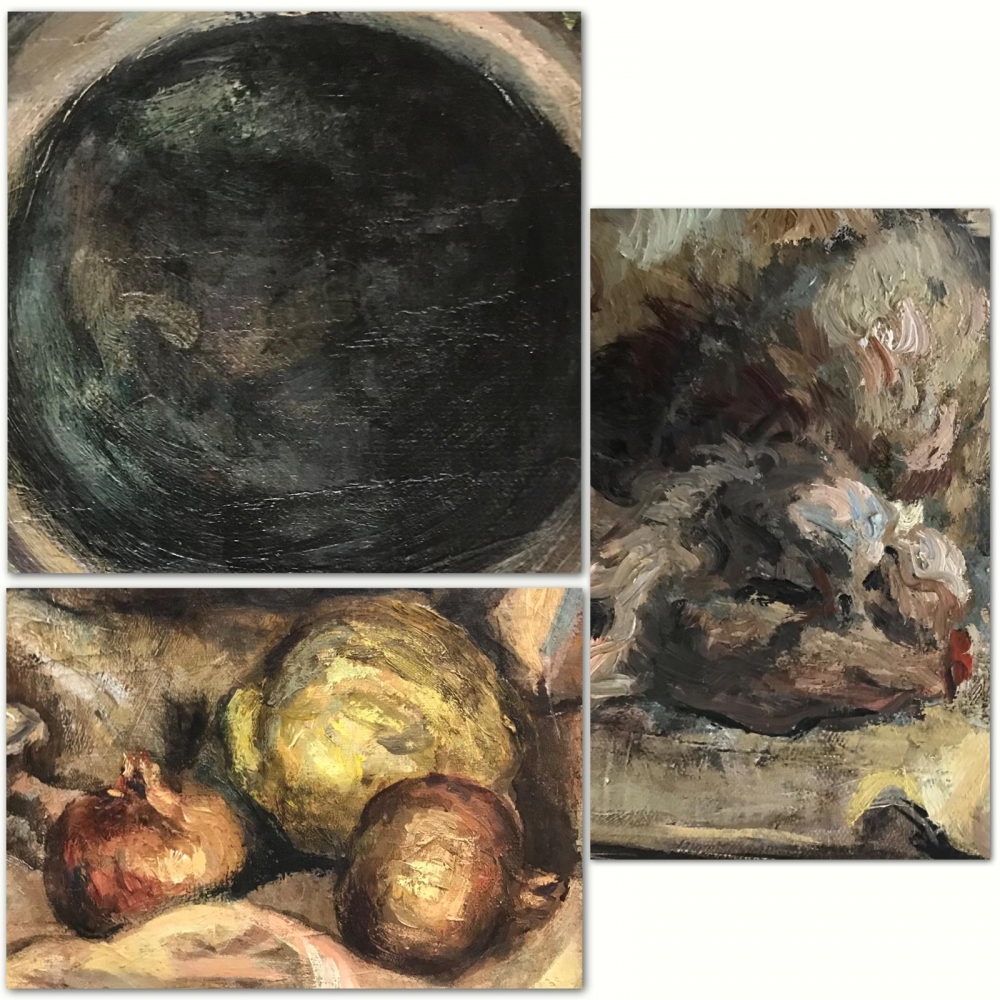 “Bodegón de Caza”, óleo sobre lienzo, Glòria Morera Font (1938), años 70 del siglo XX