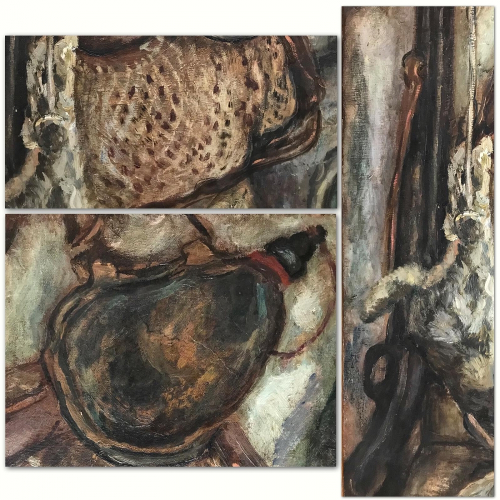 “Bodegón de Caza”, óleo sobre lienzo, Glòria Morera Font (1938), años 70 del siglo XX