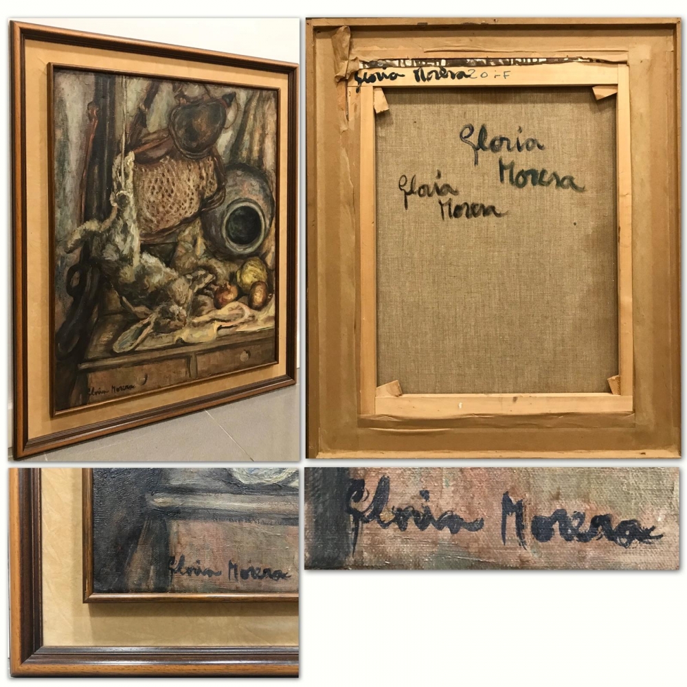 “Bodegón de Caza”, óleo sobre lienzo, Glòria Morera Font (1938), años 70 del siglo XX