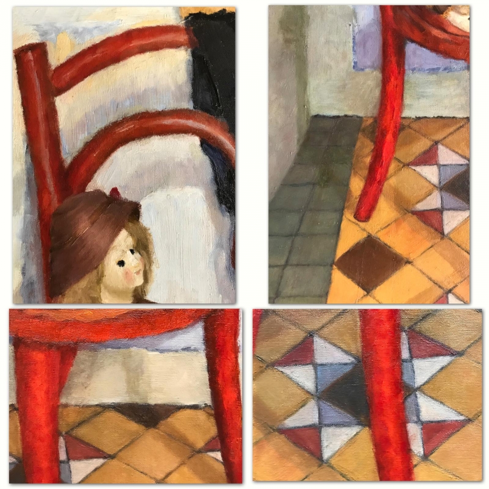 “Muñeca Descansando en Silla Roja”, T.González, años 50-60 del siglo XX 
