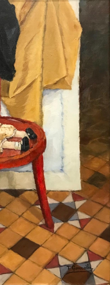“Muñeca Descansando en Silla Roja”, T.González, años 50-60 del siglo XX 