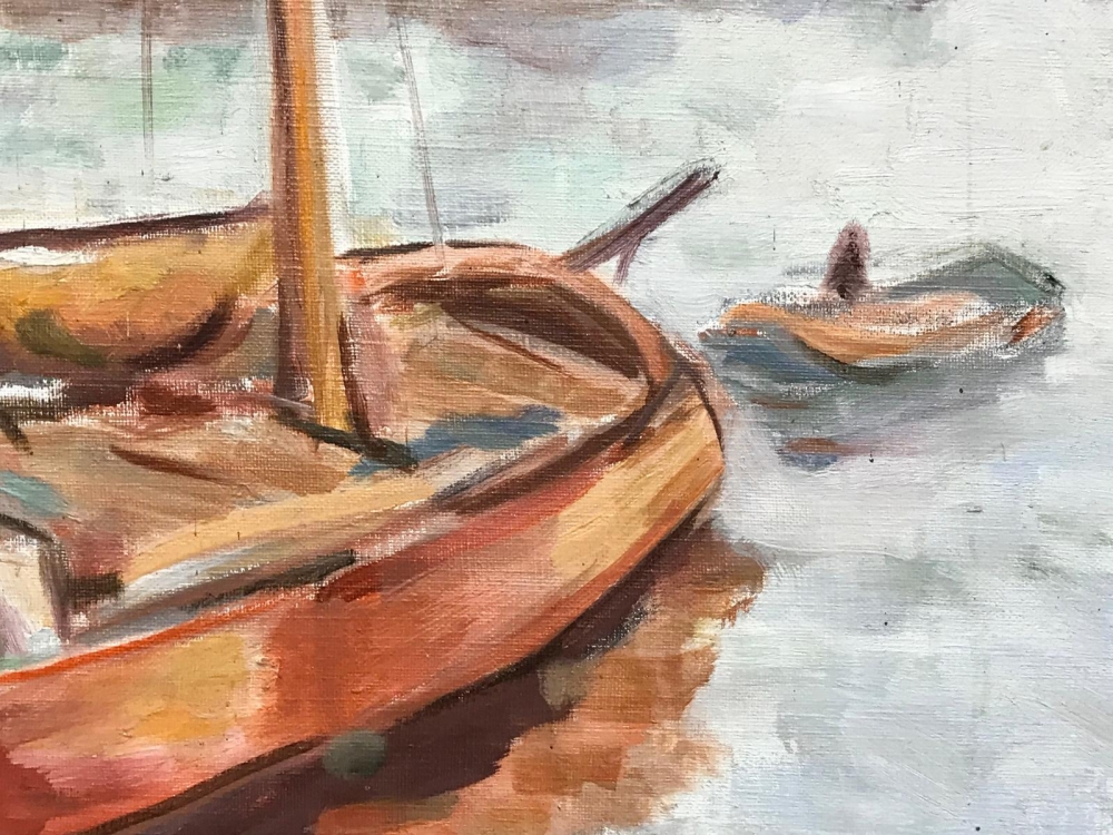 ”Scène Portuaire au Clocher Gothique”, Fremaux, años 60-70 del siglo XX