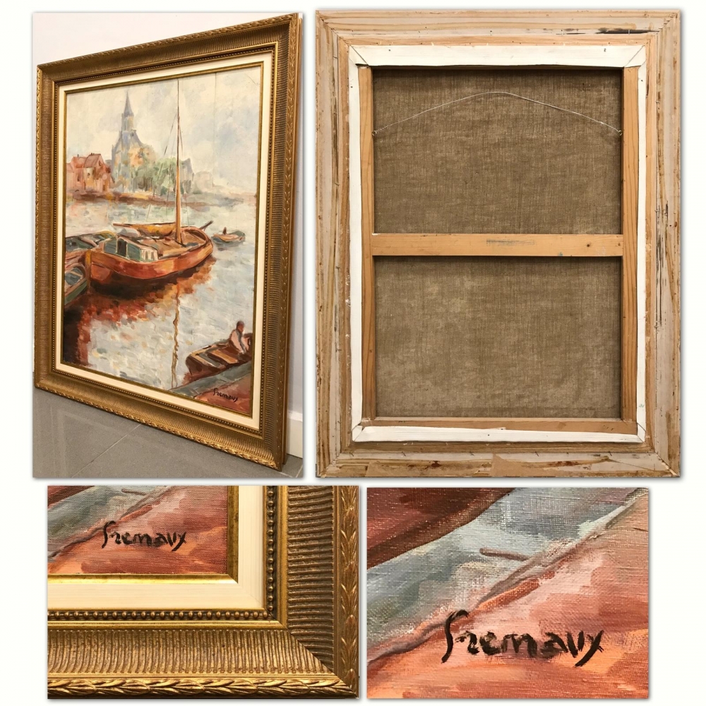 ”Scène Portuaire au Clocher Gothique”, Fremaux, años 60-70 del siglo XX