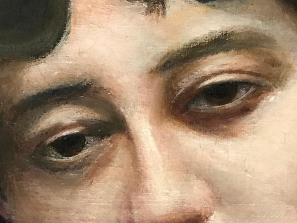 ”Jeune Femme à la Fleur Rouge”, escuela francesa, siglo XIX