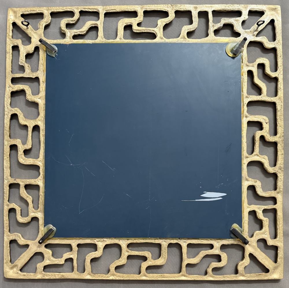 David Marshall espejo brutalista, vintage, modelo Laberinto en bronce, 1980s
