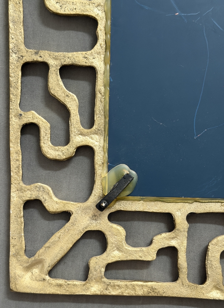 David Marshall espejo brutalista, vintage, modelo Laberinto en bronce, 1980s