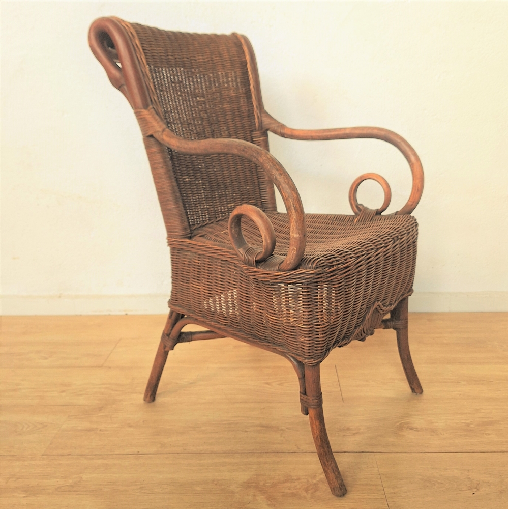 Silla art nouveau de ratán y bambú, 1900 - 1920