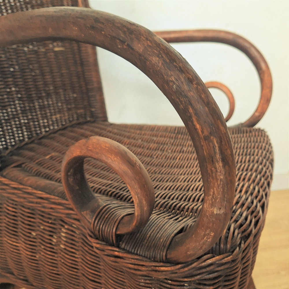 Silla art nouveau de ratán y bambú, 1900 - 1920