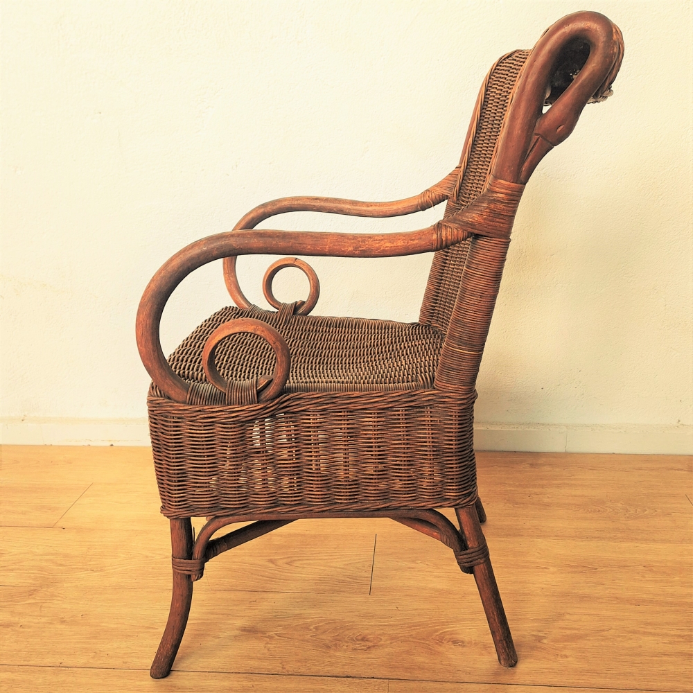 Silla art nouveau de ratán y bambú, 1900 - 1920