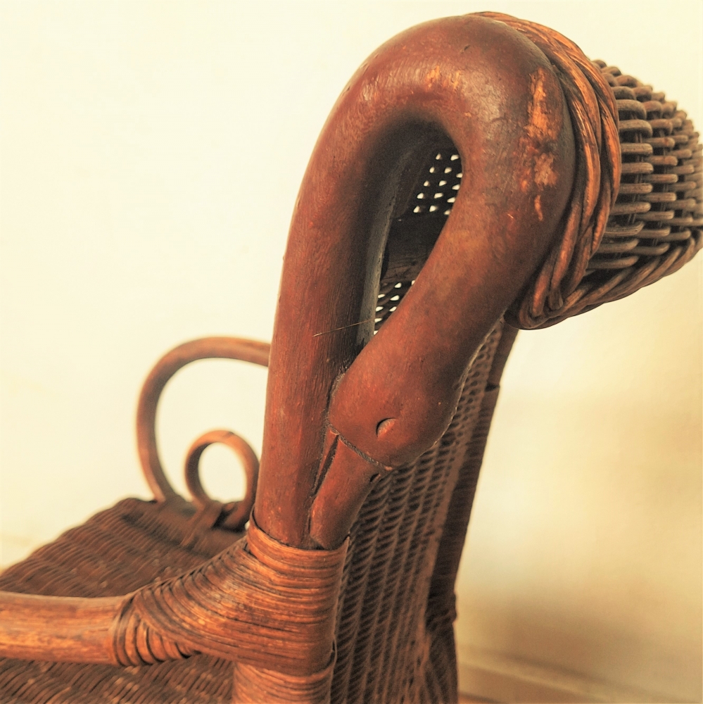 Silla art nouveau de ratán y bambú, 1900 - 1920