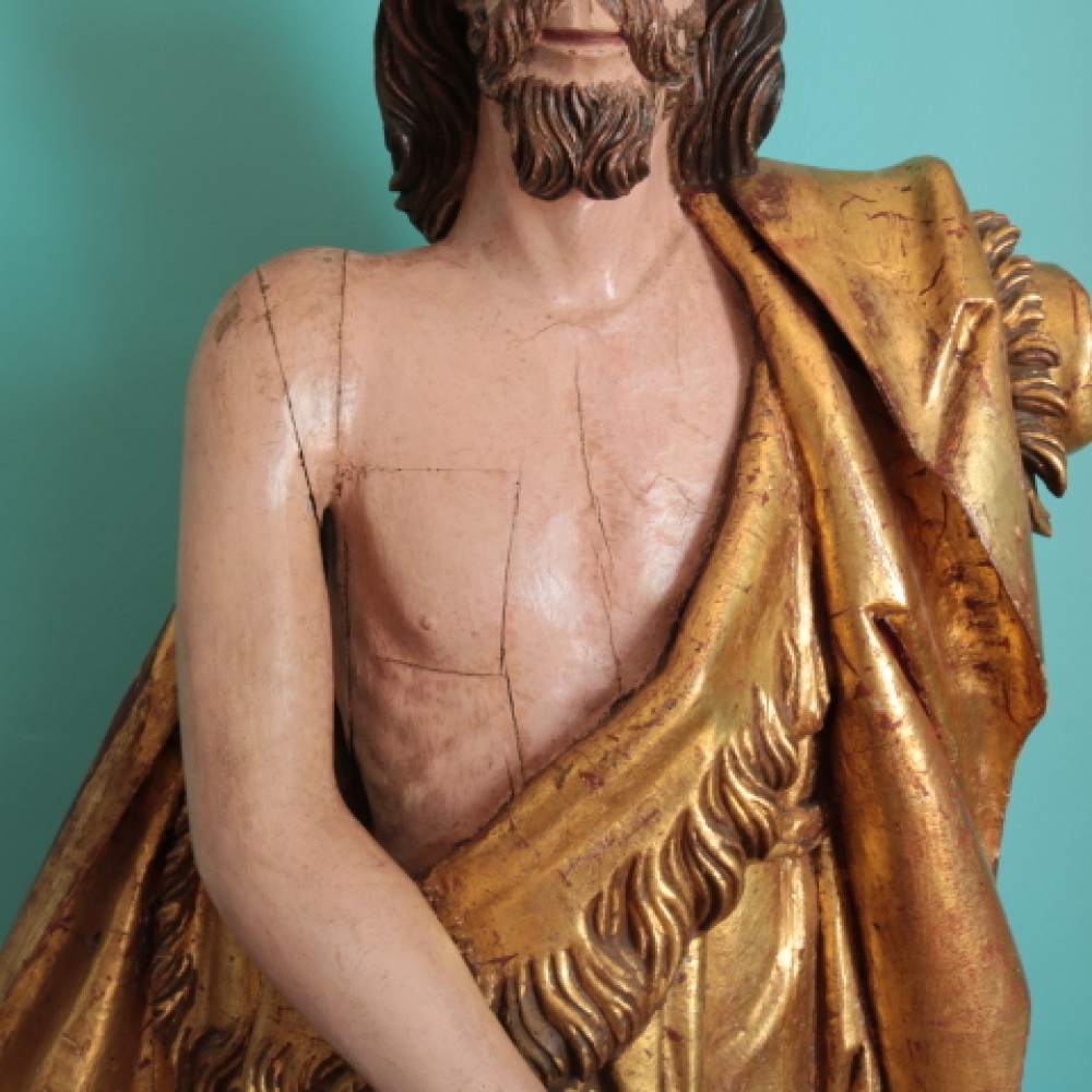 San Juan Bautista monumental, escuela gallega, siglo XVIII, madera policromada y dorada