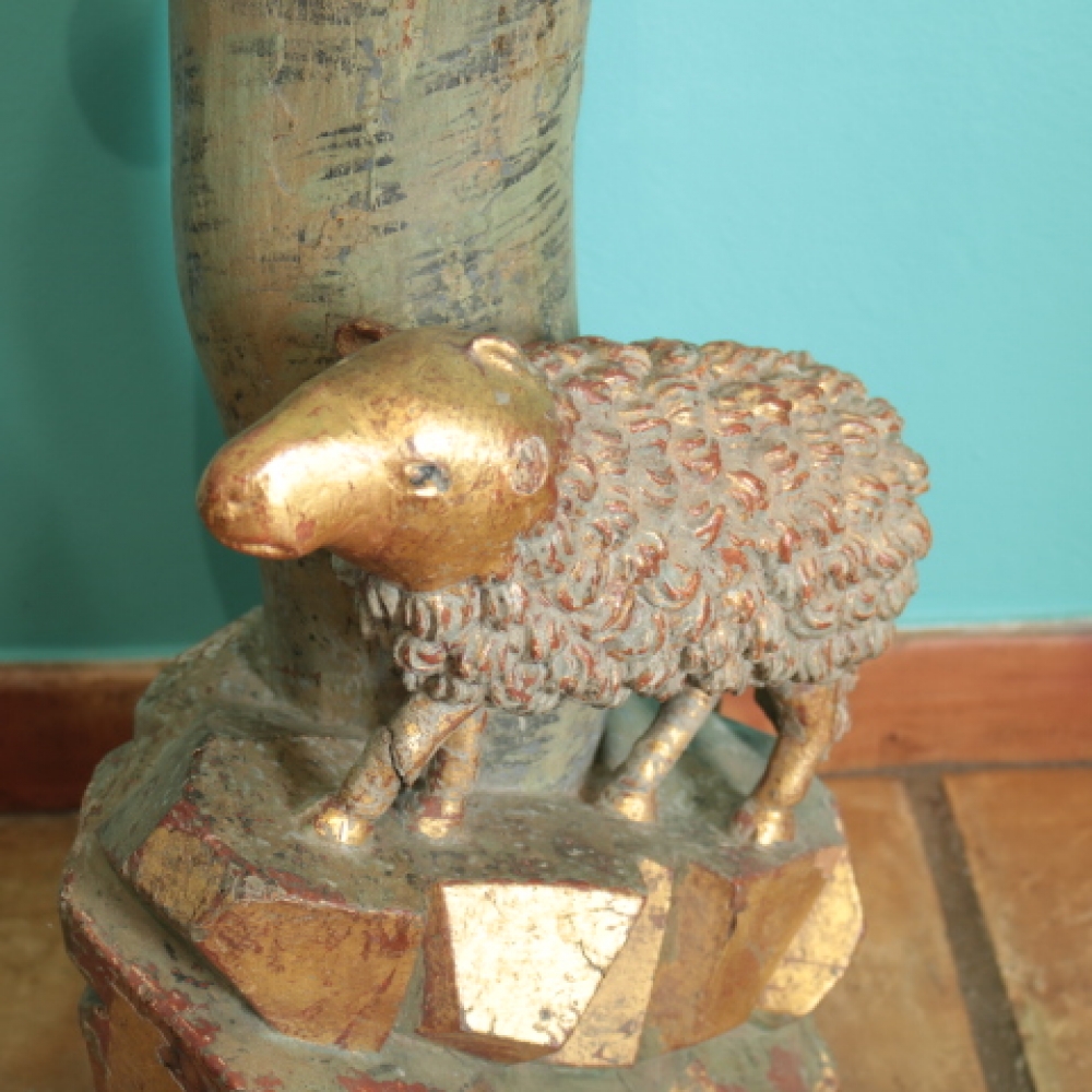 San Juan Bautista monumental, escuela gallega, siglo XVIII, madera policromada y dorada
