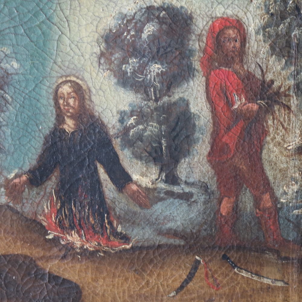 Santa Bárbara, óleo sobre lienzo del siglo XVIII con marco antiguo original