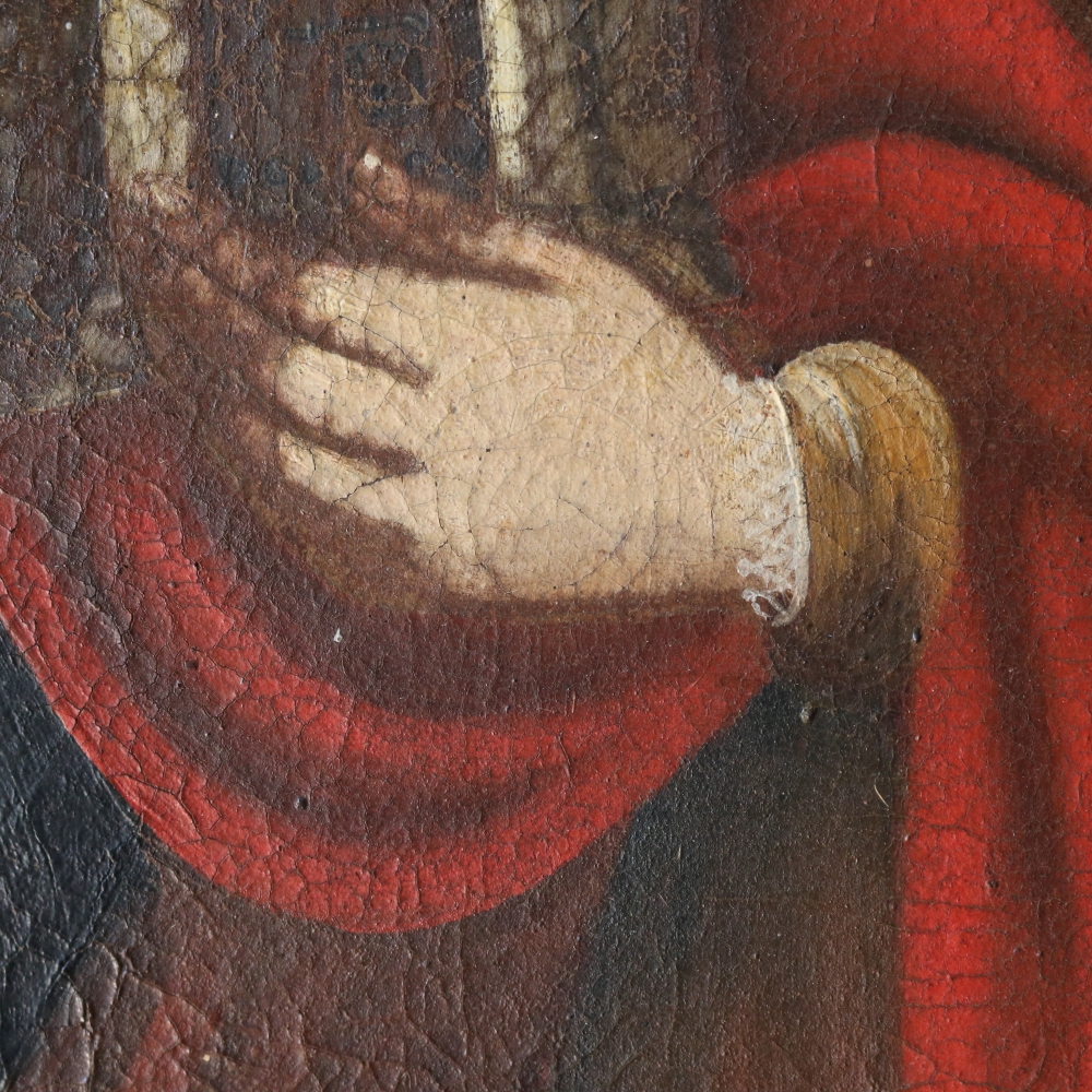 Santa Bárbara, óleo sobre lienzo del siglo XVIII con marco antiguo original