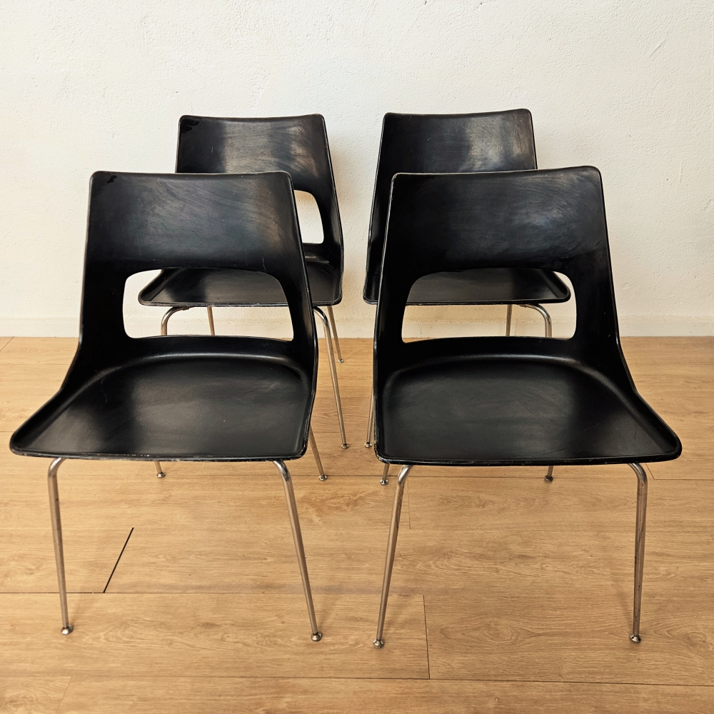 Cuatro sillas de Kay Korbing para Fibrex, Mid Century, Dinamarca, 1960 - 1965