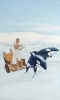 Fausto Guillén, pintura, realismo mágico, escena de cuádriga con carro y delfines
