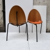 Juego de 6 sillas «A6», Joseph-André Motte para Steiner, madera y cuero, 2000’s, Francia