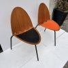 Juego de 6 sillas «A6», Joseph-André Motte para Steiner, madera y cuero, 2000’s, Francia