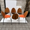 Juego de 6 sillas «A6», Joseph-André Motte para Steiner, madera y cuero, 2000’s, Francia