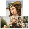 \"Joven con Palomas Capuchinas en Óvalo\", escuela italiana del siglo XVIII