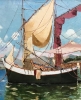 ”Tartane à Antibes”, Victor Bruzac (1895-1977), años 50-60 del siglo XX