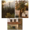 ”Paisaje Alpino con Molino de Agua y Personajes”, escuela franco-suiza, finales del siglo XVIII