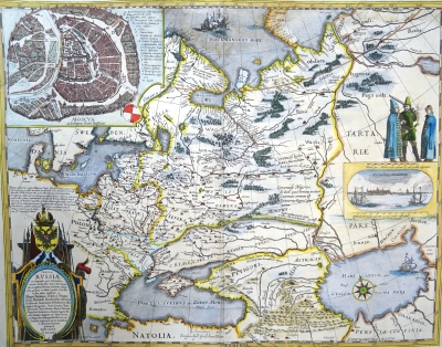 Rusia, Ucraina, Belarus, Polonia, Estonia, Lituania,... mapa por W. Blaeu, 1635, Tabula Russiae
