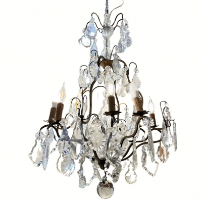 Chandelier, cristal de roca tallado, Luis XV, época Napoleón III, circa 1880, Francia