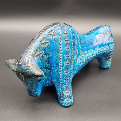 Toro de cerámica de Bitossi Rimini Blue de Aldo Londi, 1960-1965