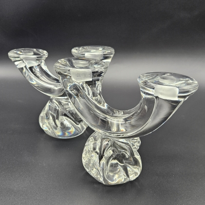 Dos candelabros brutalista de cristal de Daum France, 1960 - 1966