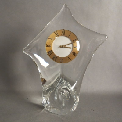 Reloj de mesa de cristal de Cristallerie Schneider, 1950 - 1960