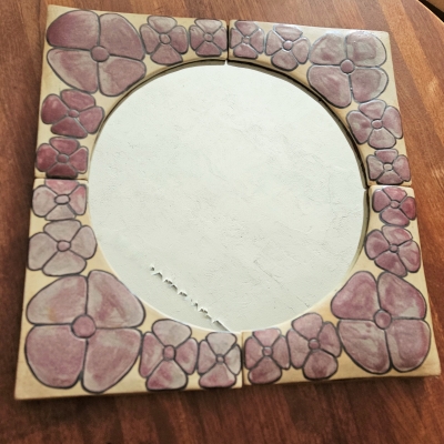 Espejo escandinavo de pared de cerámica, 1950 - 1960