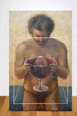Pintura figurativa simbolista realismo mágico retrato hombre y mujer óleo sobre tabla