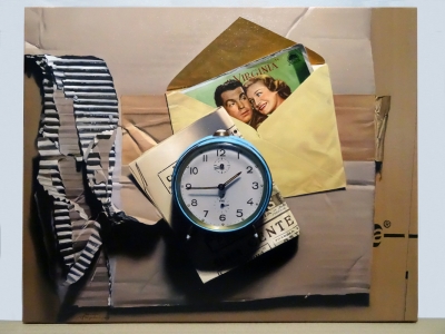 Pintura hiperrealista con escena de bodegón tipo retro vintage 