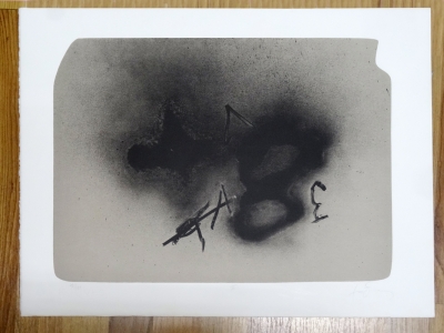 Grabado litografía, Antoni Tápies, años 80, abstracto cruz 