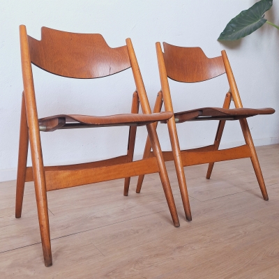 Dos sillas vintage plegables de Egon Eiermann para Wilde & Spieth, 1950 - 1960