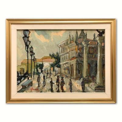 “Piazzetta di San Marco verso il Bacino, Venezia”, Escuela italiana, años 40-50 del s. XX