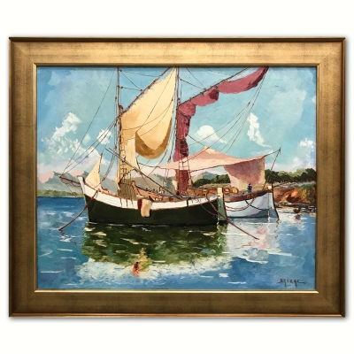 ”Tartane à Antibes”, Victor Bruzac (1895-1977), años 50-60 del siglo XX