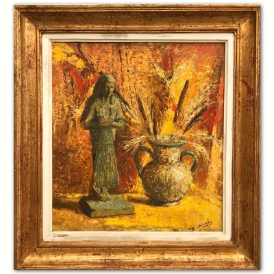 “Naturaleza Muerta con Ushabti y Jarrón”, Virginie Cokelberghs (1893-1967), ca. 1945