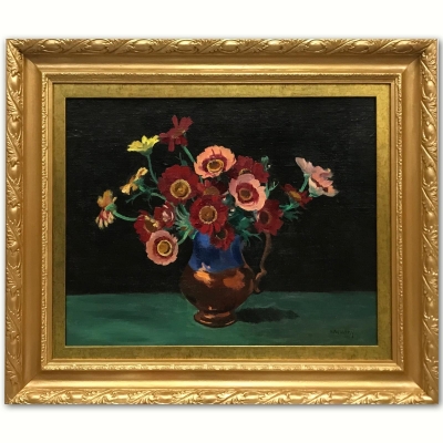 ”Still Life with Red and Yellow Poppies in a Vase”, Philip Naviasky (1894-1983), años 20-30 del siglo XX