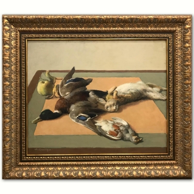 ”Nature Morte Retour de Chasse”, Maurice Ambroise Ehlinger (1896-1981), años 50-60 del siglo XX